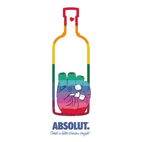 a bottle of absolut vodka with a peace sign