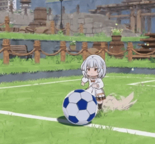 a girl is kicking a soccer ball on a soccer field .