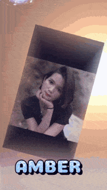 a picture of a woman with the name amber written on it