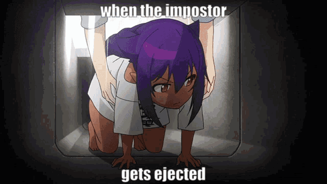 a cartoon of a girl kneeling down with the caption when the impostor gets ejected