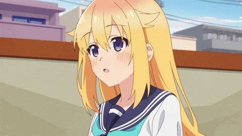 a girl with blonde hair is wearing a school uniform
