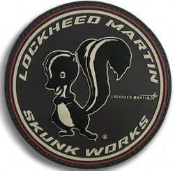 a logo for lockheed martin skunk works with a skunk on it