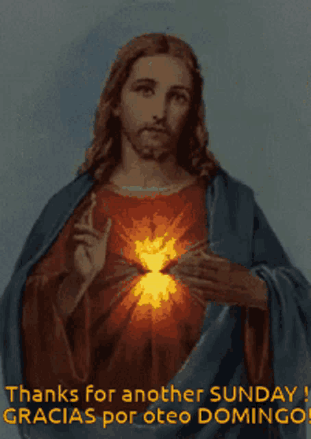a picture of jesus with the words " thanks for another sunday "