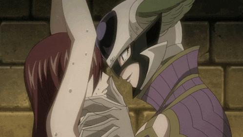 a man in a mask holds a woman 's arm in a cartoon