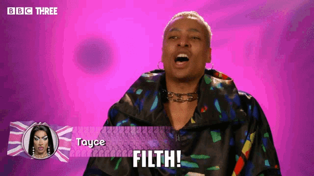 a bbc three advertisement with tayce filth in the corner