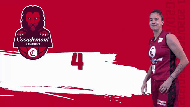 a female basketball player with the number 4 on her jersey