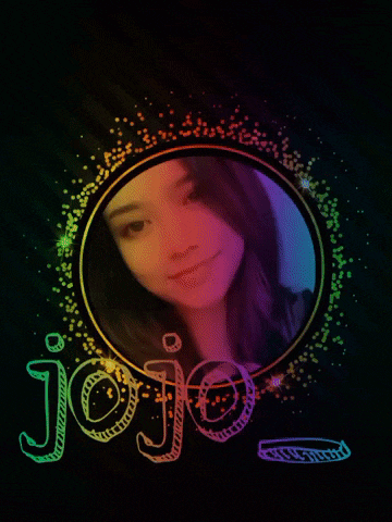 a picture of a girl in a rainbow frame with the name jojo