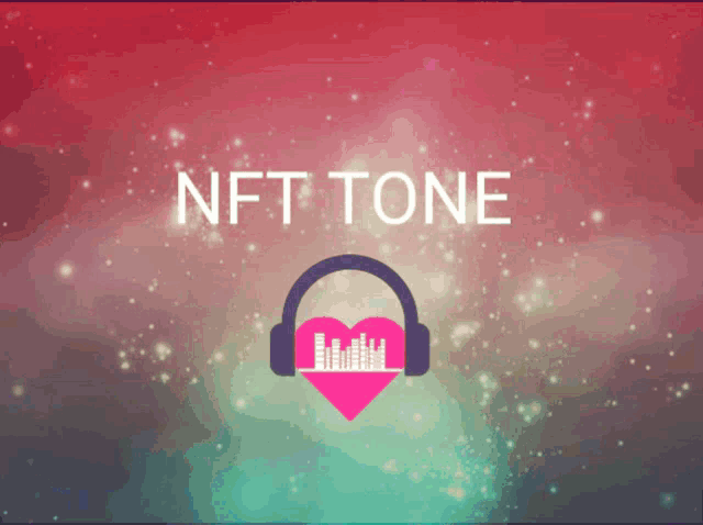 a pink heart with headphones and the words " nft tone " below it