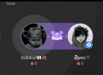 a purple circle with a picture of a baby and a picture of a girl with the name eira on it