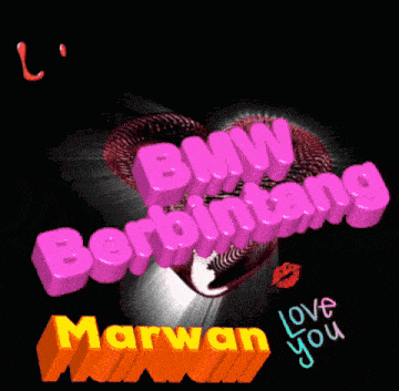 a 3d rendering of a heart with the words love bmw berbintang and marwan
