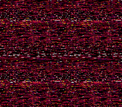 a seamless pattern of purple , orange , and black lines on a black background .