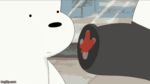 a cartoon of a bear with a red cross on his paw