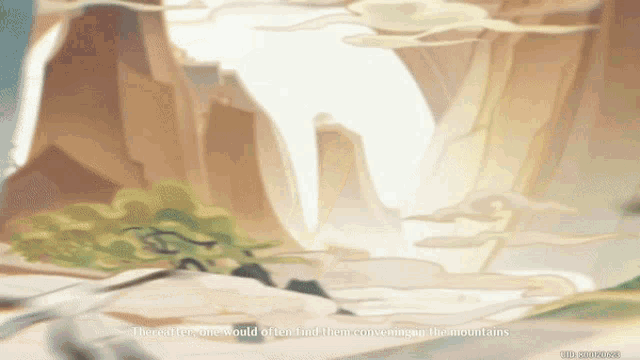 a painting of a waterfall with the words " the water one would of tea find them conveyed the mountains "