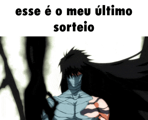 a picture of a man with long black hair and the words esse e o meu ultimo sorteio