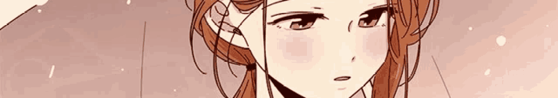 a close up of a woman 's face in a cartoon with a pink background .