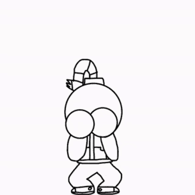a black and white drawing of a cartoon character with a scarf around his head .