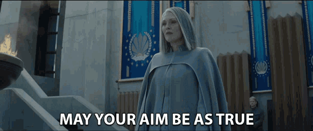 May Your Aim Be As True As Your Heart Is Pure Julianne Moore GIF - May Your Aim Be As True As Your Heart Is Pure Julianne Moore President Alma Coin GIFs