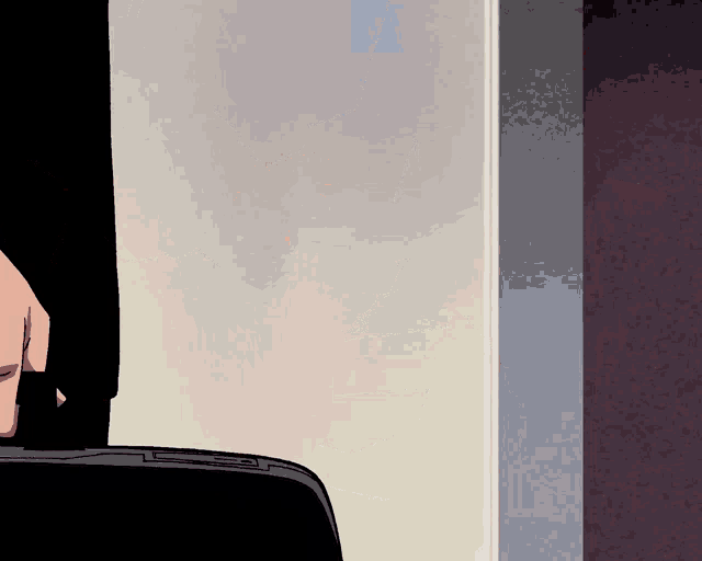 a cartoon drawing of a man with a briefcase in front of him
