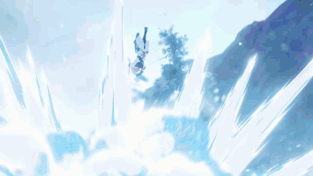 a cartoon character is flying through the air