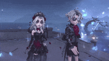 a man and a woman are standing next to each other in a video game