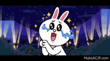 a cartoon of a rabbit with tears running down its face is on makeagif.com