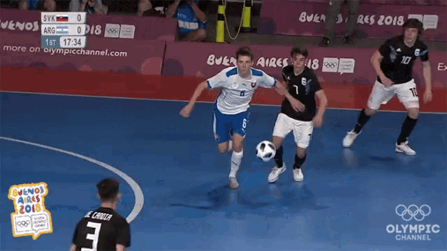 a group of soccer players are playing a game on the olympic channel