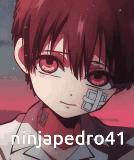 a picture of a boy with red eyes and the name ninjapedro41 below him