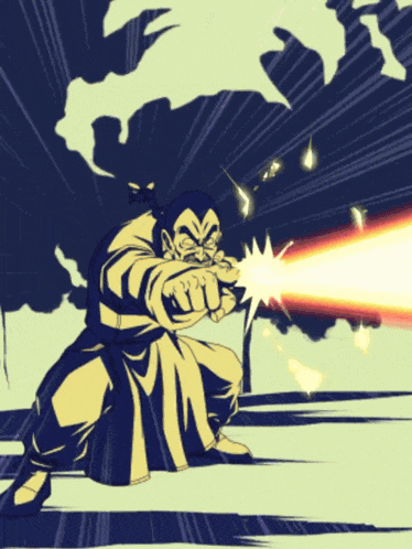 a cartoon of a man shooting a lightning bolt