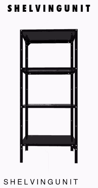 a picture of a black shelving unit with the words shelving unit on the bottom