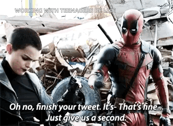Oh No Finish Your Tweet Deadpool GIF - Oh No Finish Your Tweet Deadpool Give Us A Second GIFs