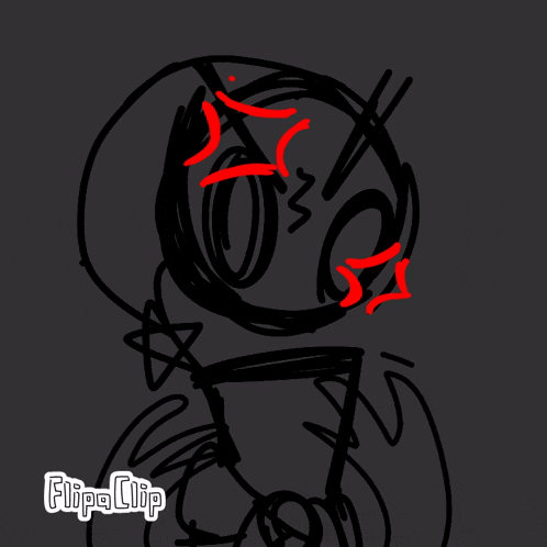 a drawing of a person with red eyes and the word flipa clip below it