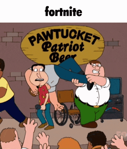 a cartoon of peter griffin carrying a man in a wheelchair