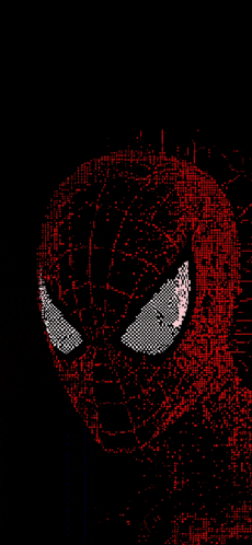 a pixel art of a spider man 's face