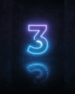 a neon sign with the number 2 glowing brightly