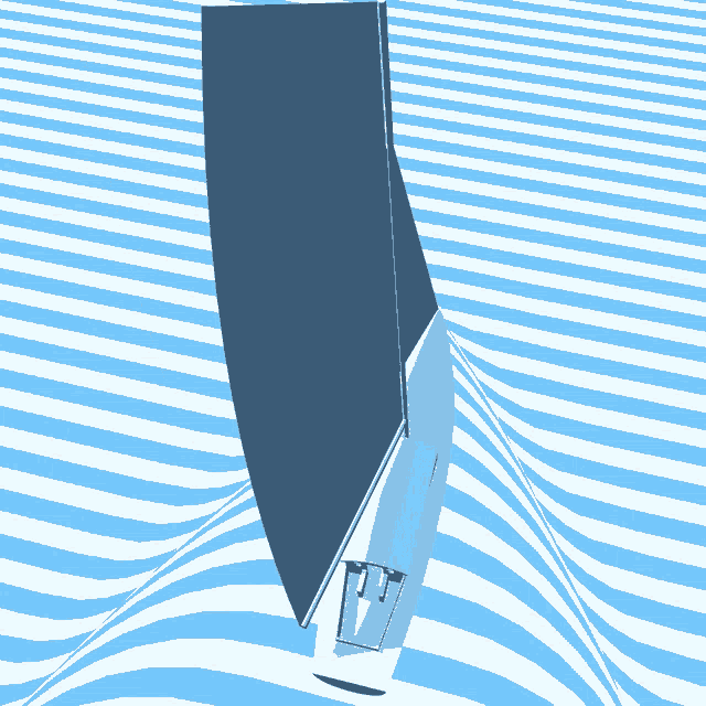 a blue and white striped background with a blue object