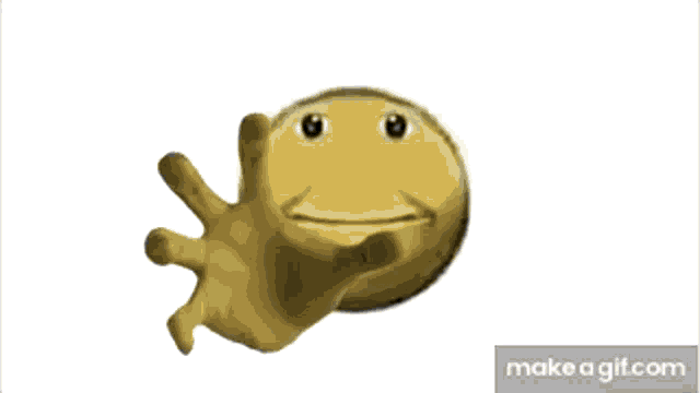 a close up of a hand reaching out towards a smiley face on make a gif.com