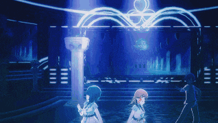 a couple of anime girls are standing next to each other