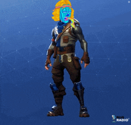 a video game character has a blue face and a yellow hair