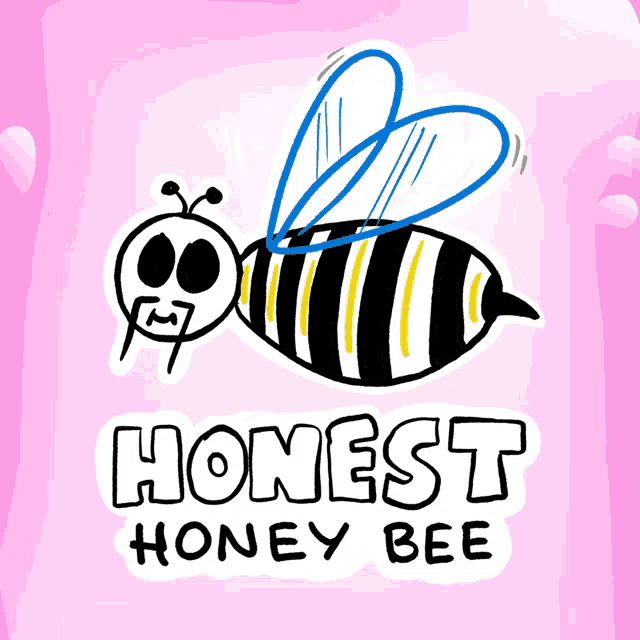 a drawing of a honey bee with the words honest honey bee below it