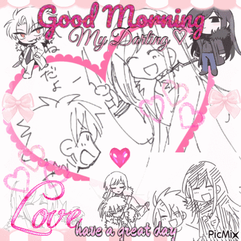 a drawing of a girl and a boy with the words good morning my darling