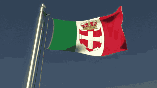 a red white and green flag with a cross in the center