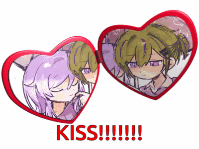 a heart shaped mirror with a picture of a girl and the words kiss !!!