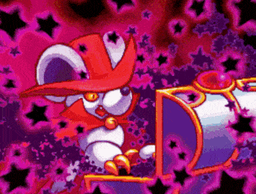 a cartoon of a mouse wearing a red hat and a cape