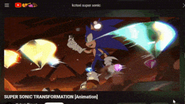 a screenshot of a video of super sonic transformation animation
