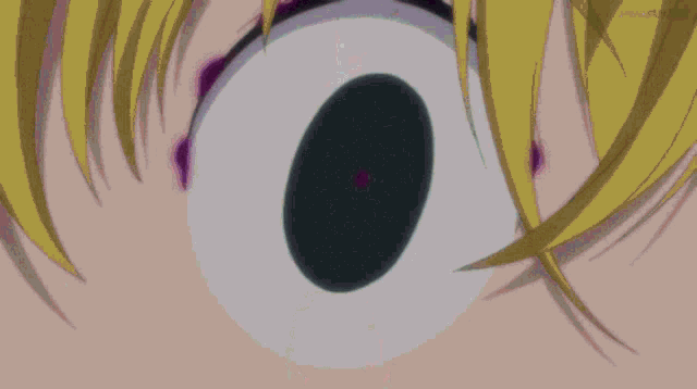 a close up of a person 's eye with a black circle in it