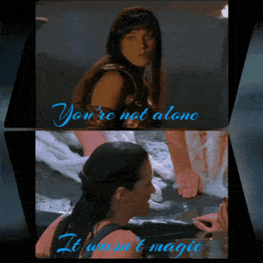 a picture of a woman in the water with the words you 're not alone it wasn 't magic
