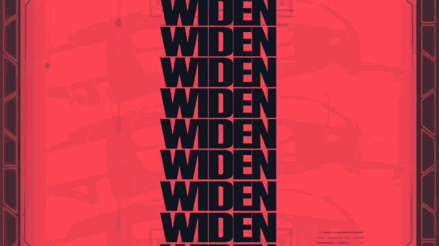 a red background with the word widen in green letters