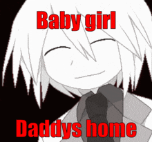 a black and white drawing of a girl with the words baby girl daddys home