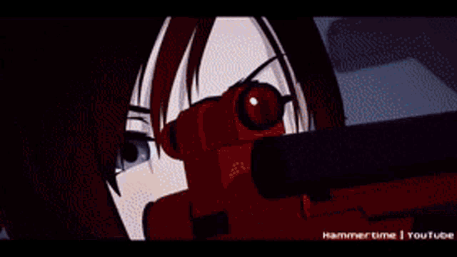 a close up of a person holding a gun with hammertime youtube written below it
