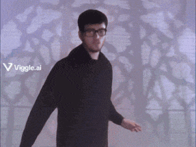 a man wearing glasses is looking at the camera with a viggle.ai logo in the background